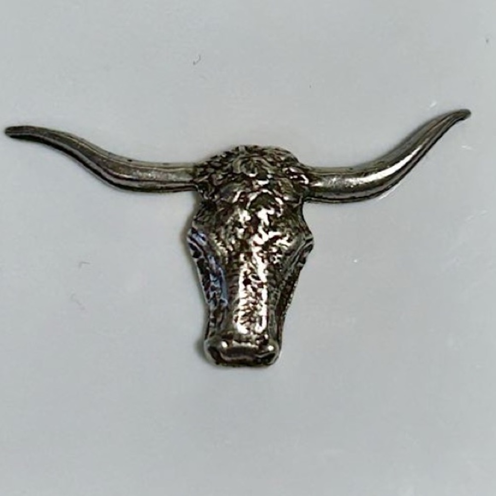 Longhorn Steer, Silver-tone Tie tack, hat pin NEW -US made